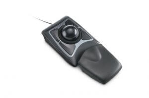 Picture of the trackball mouse with the wrist rest attached