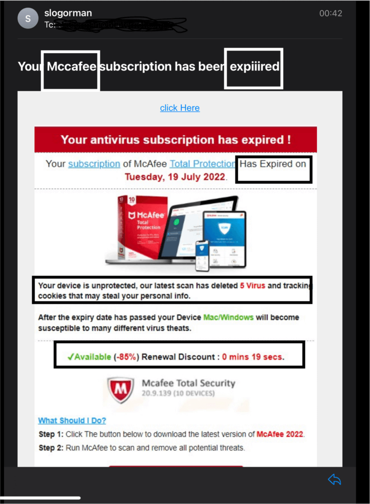 McAfee Phishing outlined