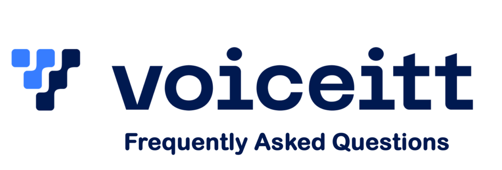 Voiceitt logo in blue with text that says "Frequently Asked Questions" below it.