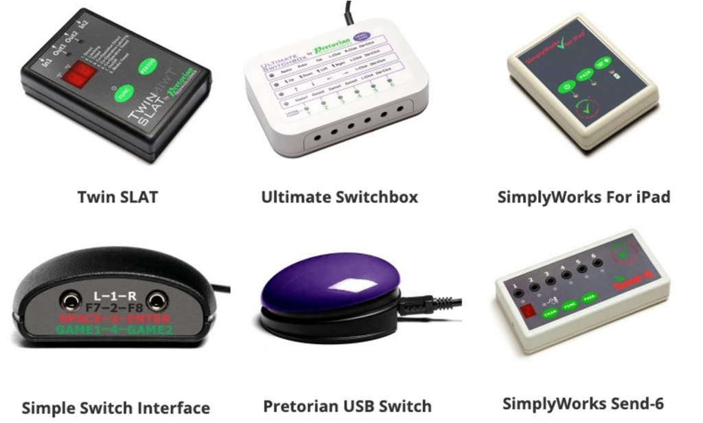 Selection of Switch interfaces that allow control of 2 functions upt to 24 functions on a PC.